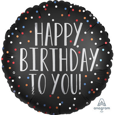 Foil Balloon - "HAPPY BIRTHDAY TO YOU!" - Black - 45 cm